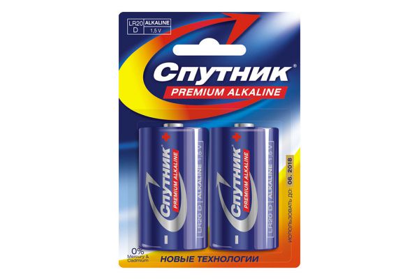 Батарейка Спутник Premium Alkaline LR20